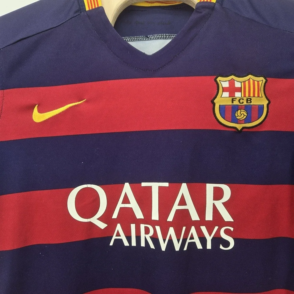 Barcelona FC 2015 2016 Home Football Shirt Soccer Jersey #10 Messi Nike Small